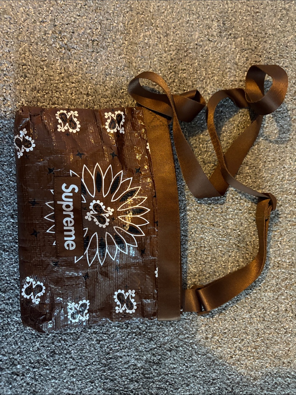 Supreme Brown Bandana Print Shoulder Bag